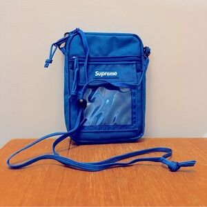 NWOT Supreme SS19 Utility Bag, blue, plus 4 Supreme stickers.